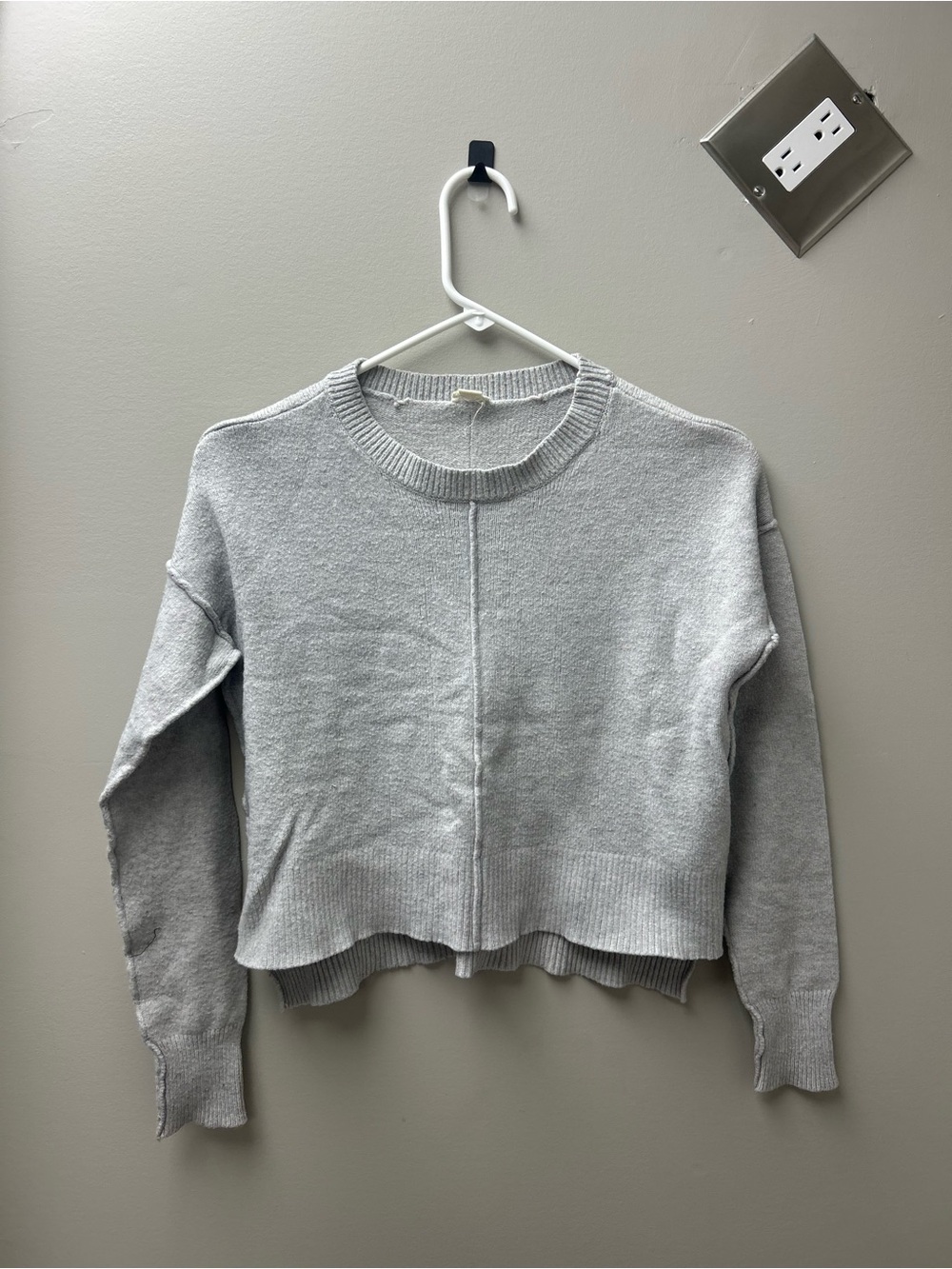 Garage Women’s Grey Cropped Knit Crewneck Sweater